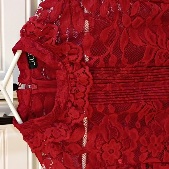 J. Crew Lace Mock Neck Top Size 4 Red - Picture 4 of 8